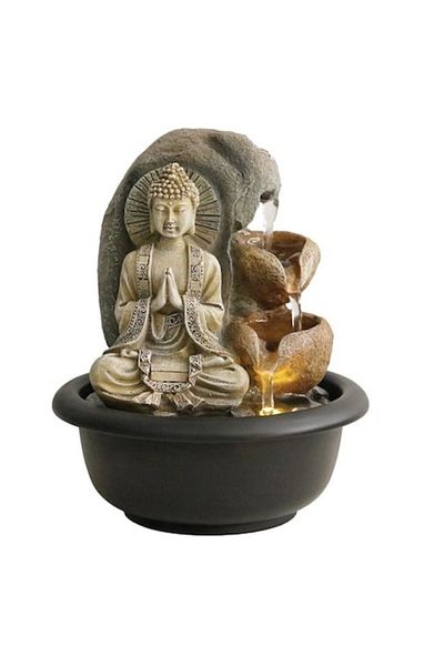 OEM Fountain with LED & Buddha Figurine for Indoor Spaces Ø16x20cm - Feng Shui Harmony Collection Berry