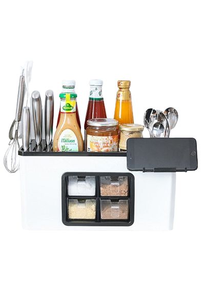 Teno Organizator Multifunctional pentru Bucatarie Teno®, 4 Compartimente, raft condimente, alb