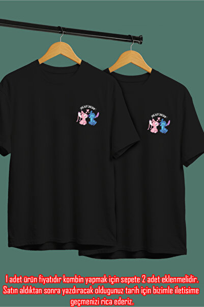 VİZYON İKRA Kişiye Özel Stitch Tarih Baskılı Sevgili Kombini Sevgiliye Hediye...