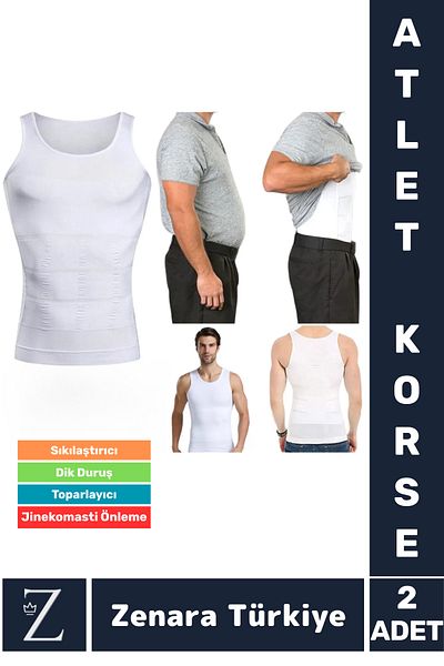 Zenara Gynecomastia Erect Posture Belly Chest Tightening Tightening Ultra Elastic Men's Singlet Corset 2Pcs