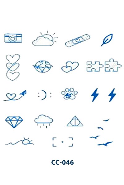 Attach CC-046 YARI KALICI ÇOKLU ŞEMATİK DÜNYA VE BULUT DESEN PARMAK VE VUCUT ...