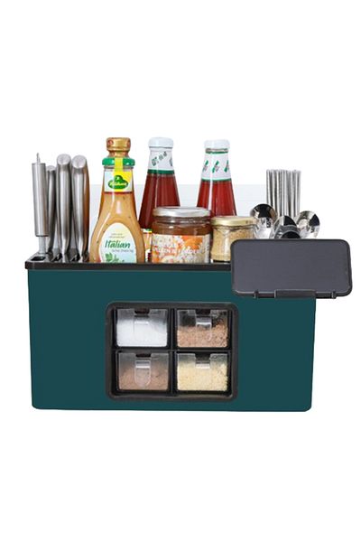 Teno Organizator Multifunctional pentru Bucatarie Teno®, 4 Compartimente, raft condimente, verde inchis