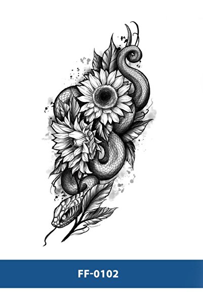 Attach FF-102 ORTA BOY YILAN VE PAPATYA DESEN GEÇİCİ DÖVME-TATTO