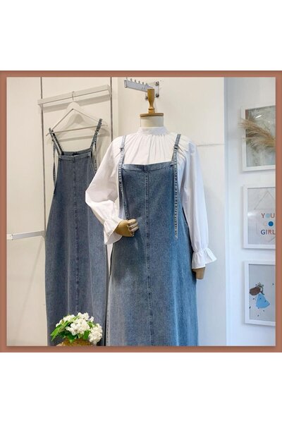 Faya Boutique AÇIK RENK CEPLİ KOT SALOPET