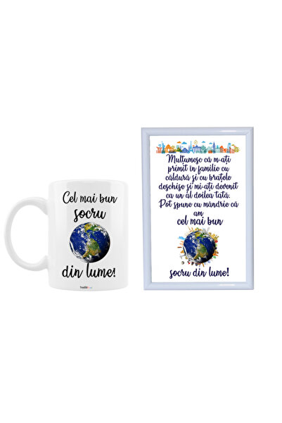OEM Personalized gift set for father-in-law: Ceramic mug 'Best Father-in-law' and photo frame 10x15 cm w
