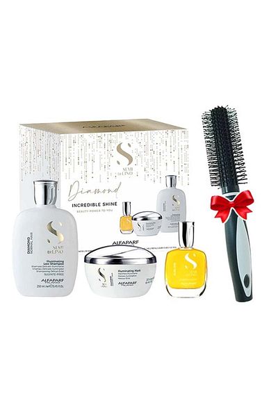 Alfaparf Milano Set Alfaparf Semi Di Lino Diamond Shine: Șampon 250ml + Mască 200ml + Ser 50ml + Perie Rotundă