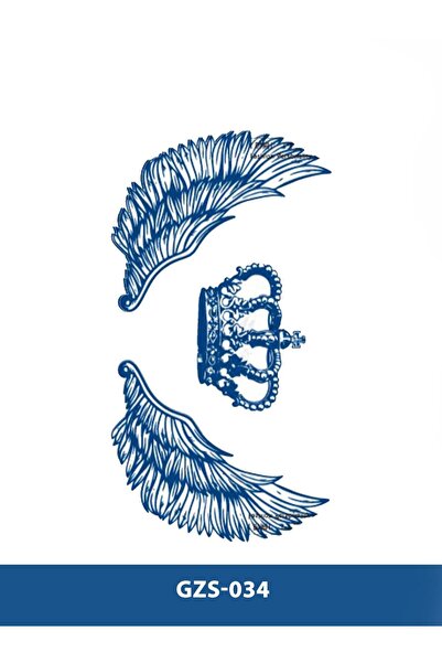 Attach GZS-034 YARI KALICI KRAL TACI VE KANAT DESEN DÖVME-TATTO