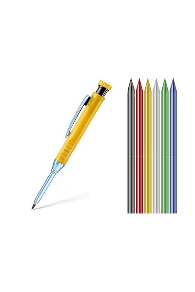 Monte Lua Carpenter Deep Dip Location Hole Marking Pencil with 7Pcs Leads,