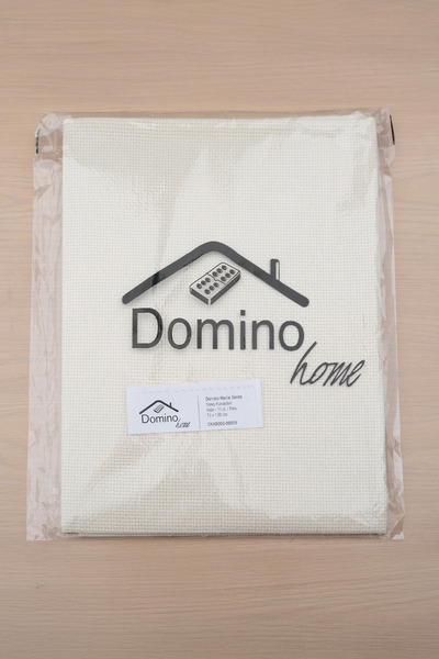 domino Embroidery Fabric Pink a Quality Cotton Cream