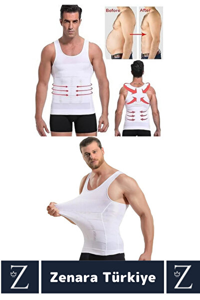Zenara Gynecomastia Erect Posture Belly Chest Tightening Tightening Ultra Elastic Men's Singlet Corset 2Pcs