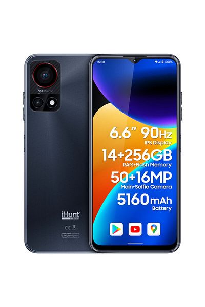 iHunt Telefon mobil iHunt S24 Xtreme, Dual SIM, 256GB, 6.6-inci HD+, 14GB RAM, IPS LCD 90Hz, 4G, Black