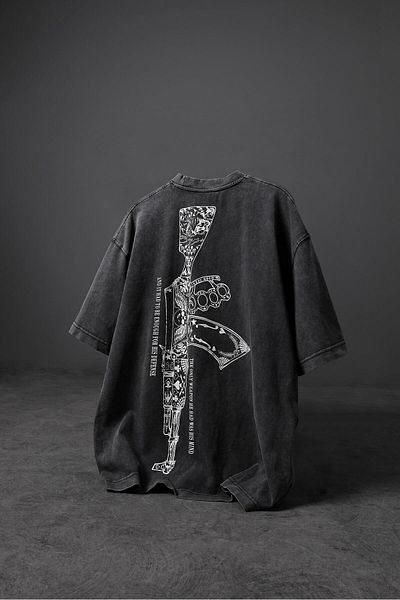 Slatra Ανδρικό μπλουζάκι Anthracite S-47 Special Washed Fabric Oversize