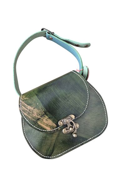 moonnisantasi Genuine Leather Ebru Art Patterned Handmade Unisex Bag
