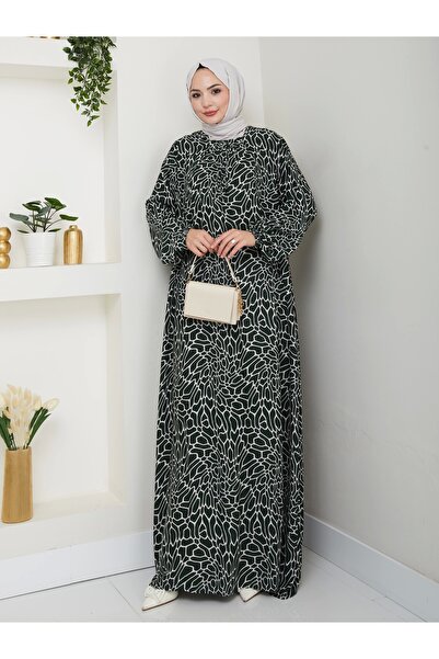 Nevayla Moda Φόρεμα με μοτίβο με στυλ βισκόζης - Χακί / E0131