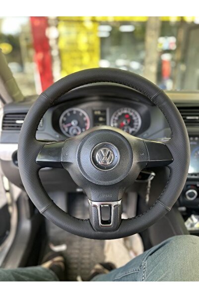 STİLİX GARAGE Volkswagen Polo Araca Özel Direksiyon Kılıfı düz Nokta SİYAH İP