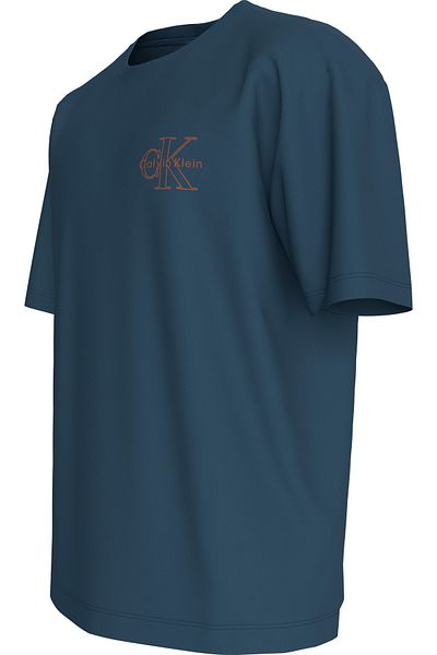 Calvin Klein Men Blue Jean Micro Monolog Short Sleeve T-Shirt