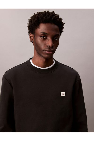 Calvin Klein Male Black Cotton Terry Badge Sweatshirt