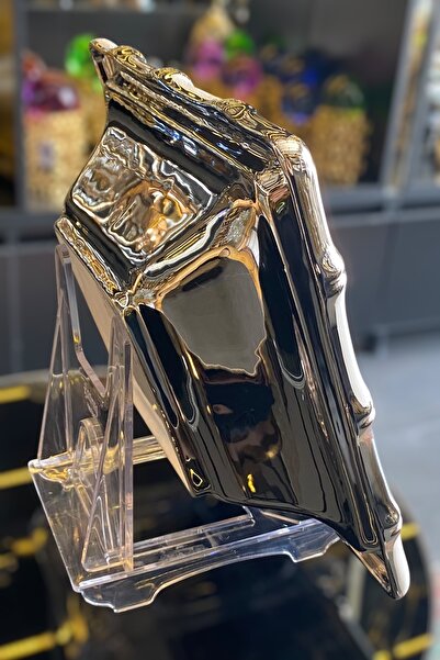 LEMİ DEKORASYON Silver Detailed Porcelain Square Bamboo Cake Serving Plate-Fruit Bowl 28 X 28 X 8 cm