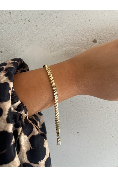 FASHİON JEWELRY 14 K Renk Çelik Örüntü Bileklik Modeli