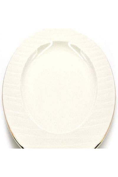 QUALITIER Round Platter 34 cm – Elegant Gold & White Design, Durable