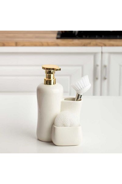 EbruliHomeArt Porcelain Brush Sponge Dispenser Lotion Dispenser Liquid Soap Dispenser