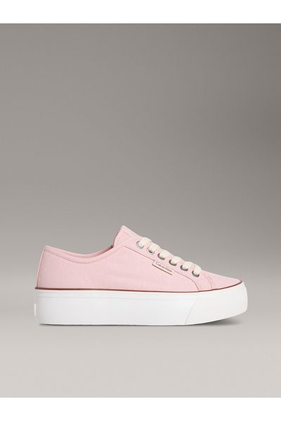 Calvin Klein Women Sweet Pink & Cappuccino Vulc Flatform Ctn Low Top Sneakers