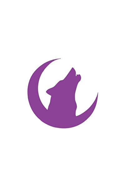 Reysa Tasarım ملصق سيارة هلال وذئب أبيض مقاس 17x17 سم أرجواني