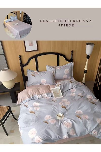 CHIRASO CHIRASO Finet 1 Person Bedding Set, 4 Pieces, Dandelion Print, Dusty Blue