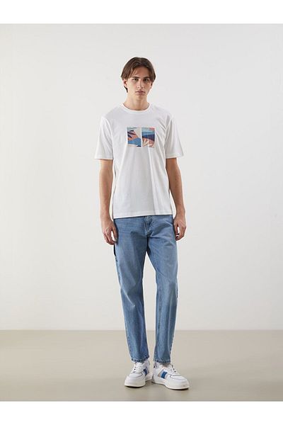 LC Waikiki Ανδρικό μπλουζάκι XSIDE Crew Neck με στάμπα χτενισμένο βαμβακερό