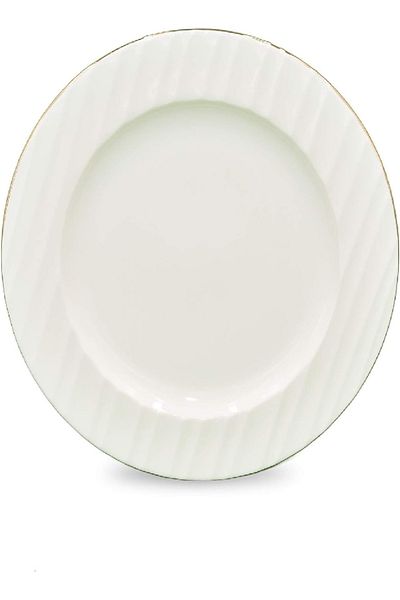 QUALITIER 21 cm Dessert Plate – Elegant Gold & White Porcelain Finish