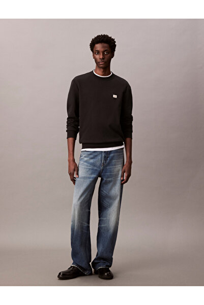 Calvin Klein Male Black Cotton Terry Badge Sweatshirt