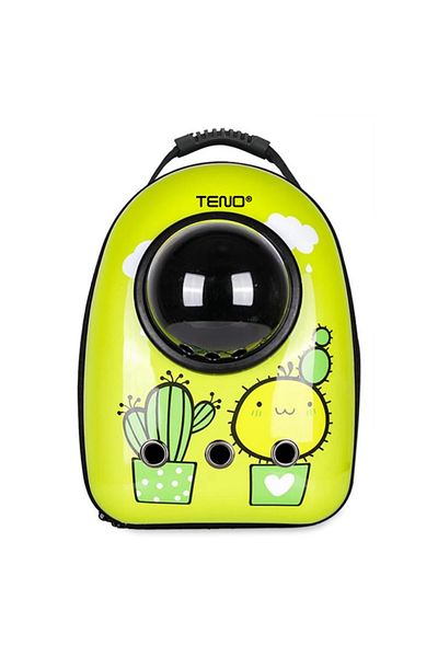 Teno Rucsac Transport Animale Teno®, greutate Max 7kg, buzunar lateral, talie mica, Cactus, verde
