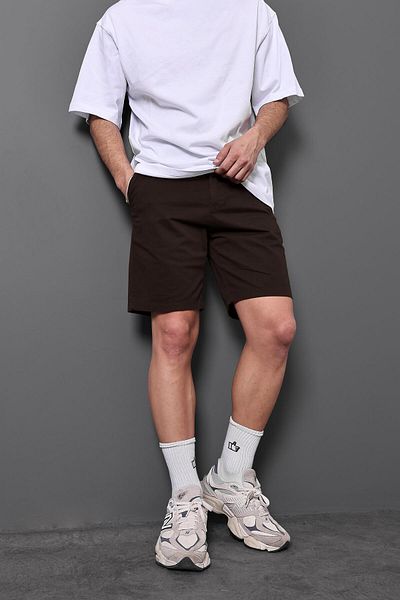 Slatra Ανδρικό σορτς καφέ λεπτό Gabardine Regular Fit