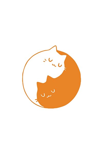 Reysa Tasarım ملصق سيارة قطط يينج يانج مقاس 17 × 17 سم برتقالي