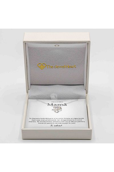 The Jewel Heart Cadou Pentru Fiică – Colier Din Argint 925 Rodiat, Mesaj De Suflet, Cutie LED Inclusă
