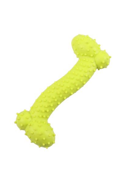 Ropet Jucarie pentru caine, os cauciuc dintat pentru curatarea dintilor, 15cm, Verde, Ropet