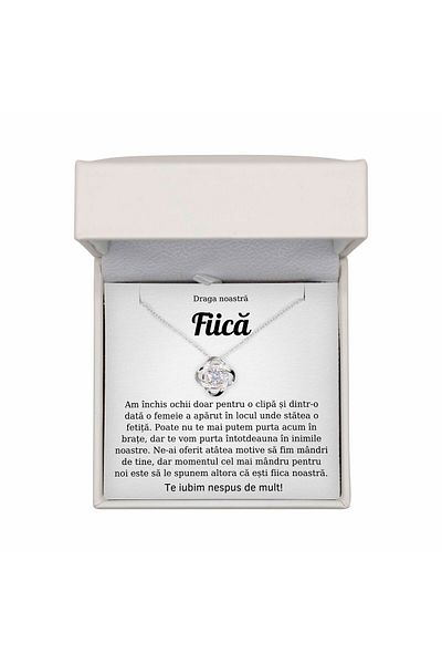 The Jewel Heart Colier Emoționant Pentru Fiica Ta – Argint 925 Rodiat, Cu Mesaj Inimă Și Cutie Cu LED