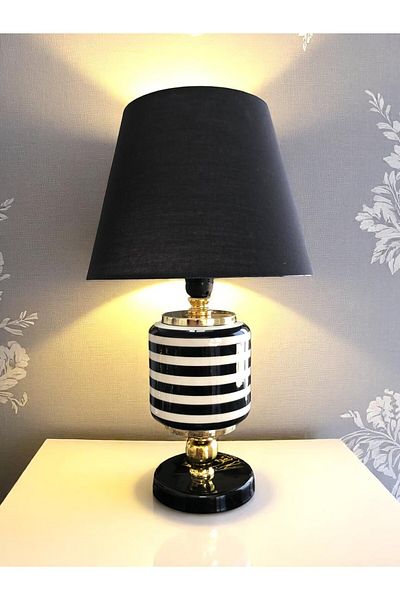 ferayhome Lampshade Lighting Ceramic Oval Black Classic Zebra Black Hat Gold - Feray Home