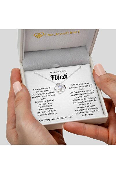 The Jewel Heart Colier Cadou Argint 925 Rodiat Cu Mesaj De Dragoste Pentru Fiică, Cutie LED Premium
