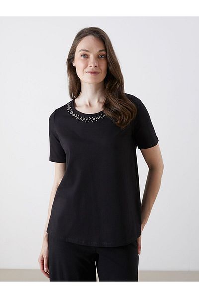 LC Waikiki Tricou pentru damă LCW Grace Crew Neck Stone