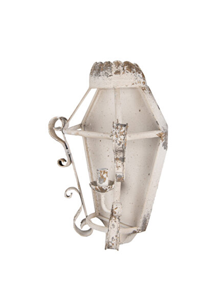 Clayre & Eef Μπεζ Αντίκα Σιδερένια Απλίκα Τοίχου 33x18x49 εκ.