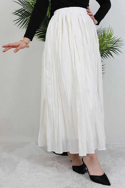 GİYZAMİLA Kraş Voile Skirt Off White