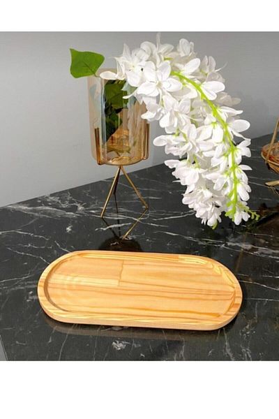 Hanedanev 1 Piece Bamboo Oil Pot Stand Wooden Presentation Board - Oil Pot Stand 10X19,5 cm