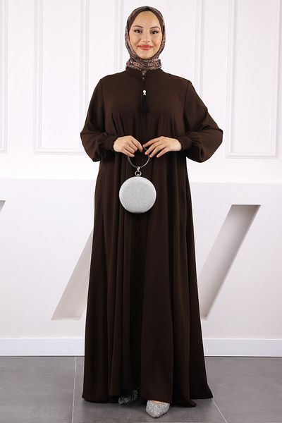 İmajButik Καφέ μανίκι ελαστικό φερμουάρ