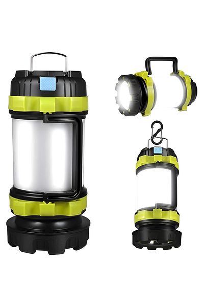 ZEQAS Lanternă LED Camping – Power Bank USB, 6 Moduri, Rezistentă la Apă 360° 350m, Negru/Galben