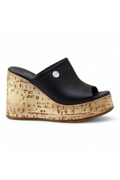 Mammamia D24Yt-2110 Leather Wedge Heel Women's Slippers