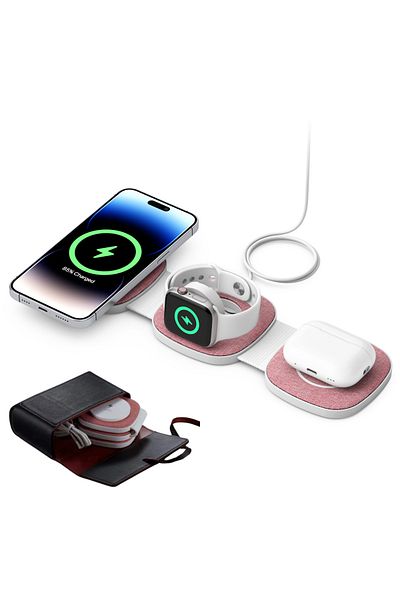 clickzu Incarcator magnetic 3 in 1 clickzu: statie de incarcare pliabila & suport telefon fast charge 15W