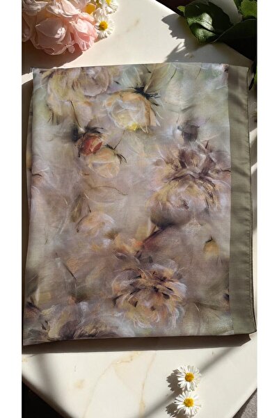 Lavena scarfs Ανοιξιάτικη σειρά Floral Pattern Cotton Digital Soft Shawl - Πράσινο