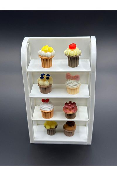 LavinTheMavi Doll House, Miniature Toy Muffin Cake and Rack - 9 Pieces