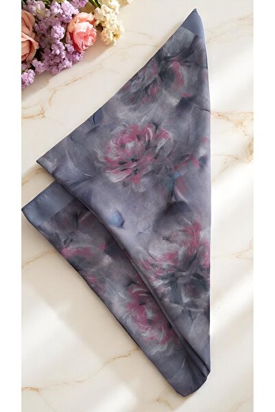 Lavena scarfs Ανοιξιάτικη σειρά Floral Pattern Cotton Digital Soft Shawl - Μπλε